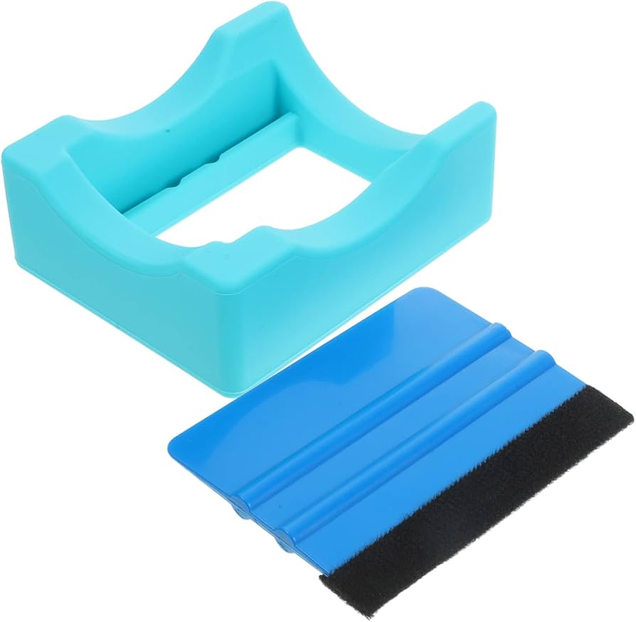 Silicone Cup Cradle for Tumblers - Cup Holder with Felt Edge Squeegee for Cups Bottles - Multi-Functional Silicone Cup Cradle - Use to Apply Vinyl Decals for Tumblers - Tumbler Stand Cup Holder