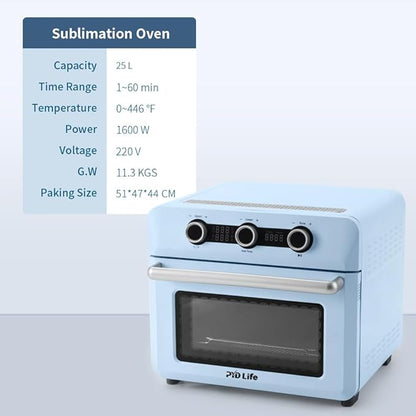 Sublimation Oven Machine 25 L 110 V 1600 W Light Blue Convection Oven for Sublimation Blanks