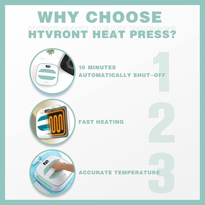 HTVRONT Heat Press Machine for T-Shirts, Portable Heat Press 10"X10"