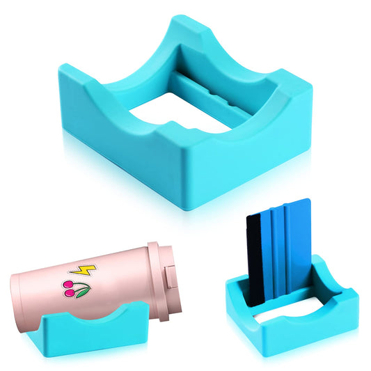 Silicone Cup Cradle for Tumblers - Cup Holder with Felt Edge Squeegee for Cups Bottles - Multi-Functional Silicone Cup Cradle - Use to Apply Vinyl Decals for Tumblers - Tumbler Stand Cup Holder